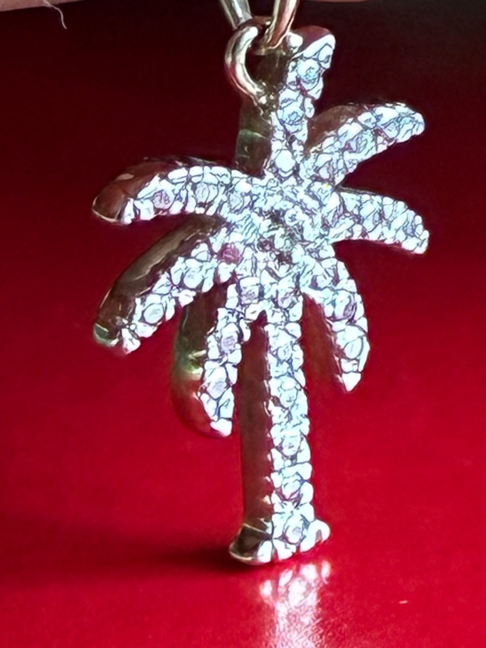 925 Silver ,Sparkling Palm Tree Pendant Necklace in Silver - Picture 8 of 8